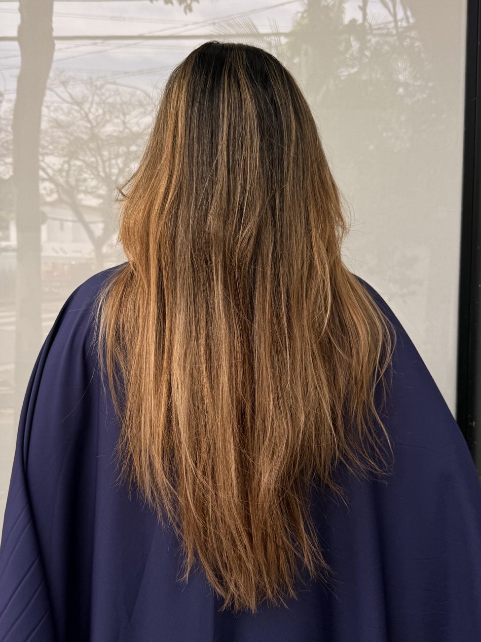 Hair before the Brazilian keratin treatment — back view